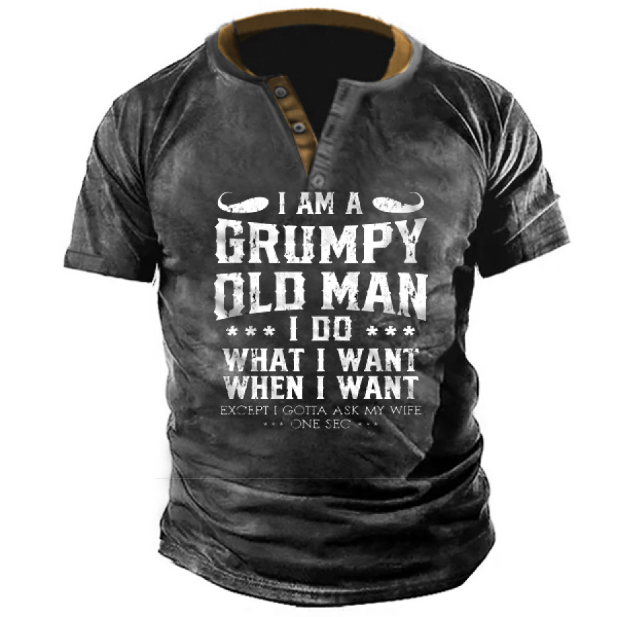 

Grumpy Old Men Funny Grandpa Men Henley Tee