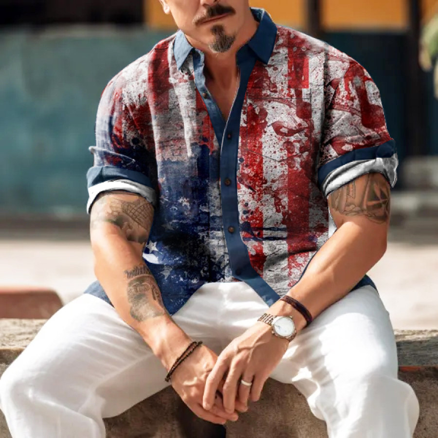 

American Flag Print Men's Casual Shirt