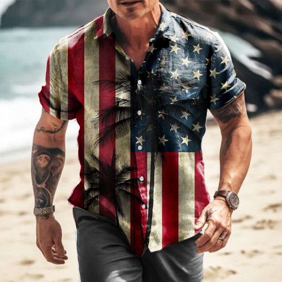 

American Flag Coco Print Men's Casual Shirt