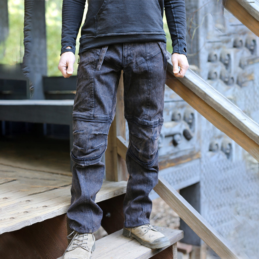 

Men's Outdoor Retro Wash Water Print Tactical Pants