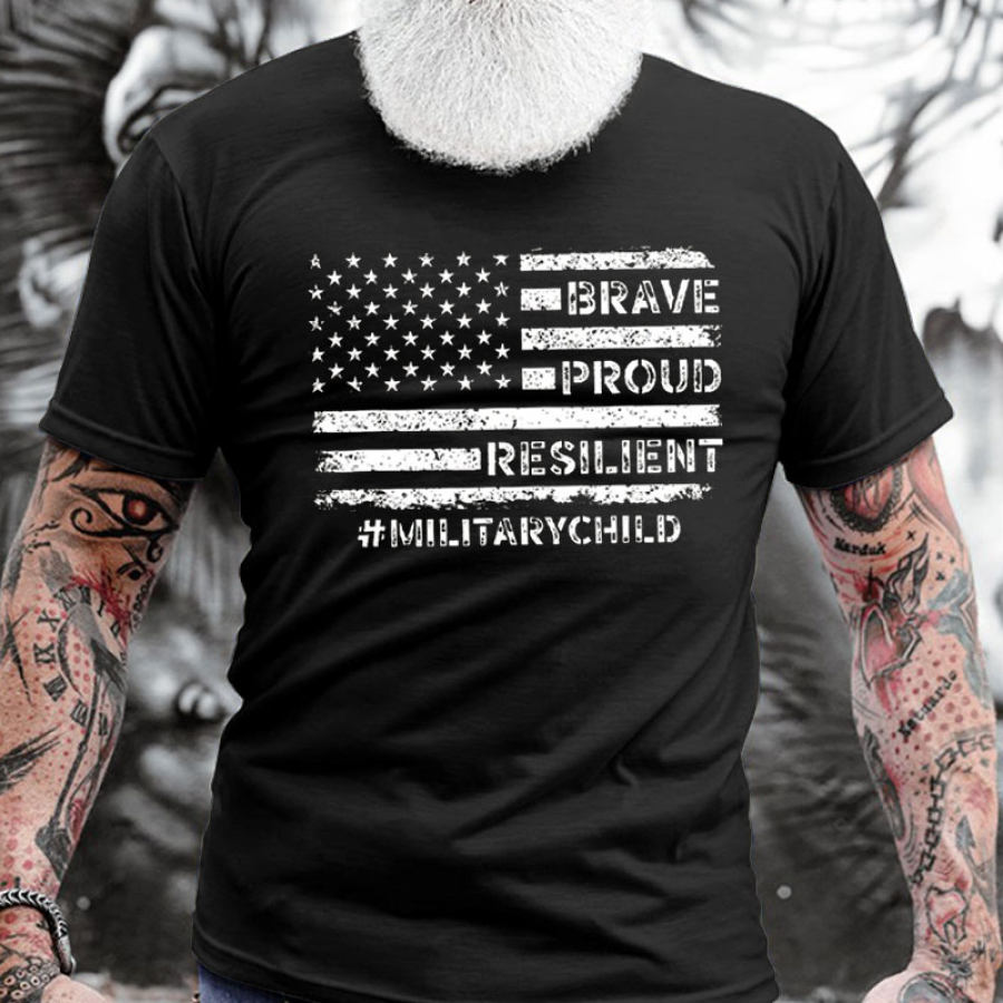 

Brave Proud Resilient Military Men's Cotton Short Sleeve T-Shirt