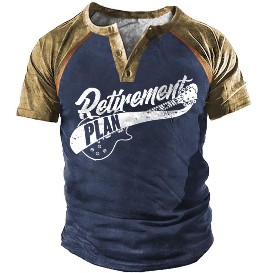 

Men's Vintage Retirement Plan Guitar Henley T-Shirt