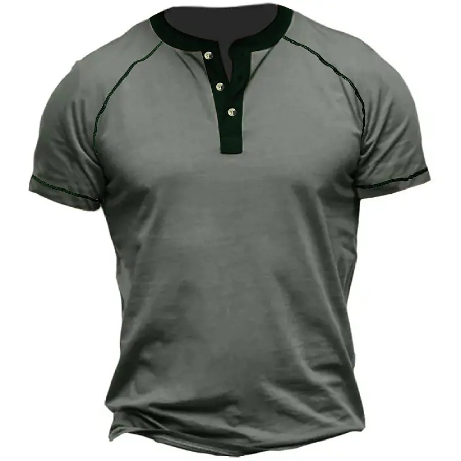 

Men's Classic Short Sleeves Button Henley T-shirt