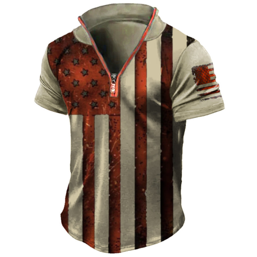 

Men's Vintage American Flag Print T-Shirt