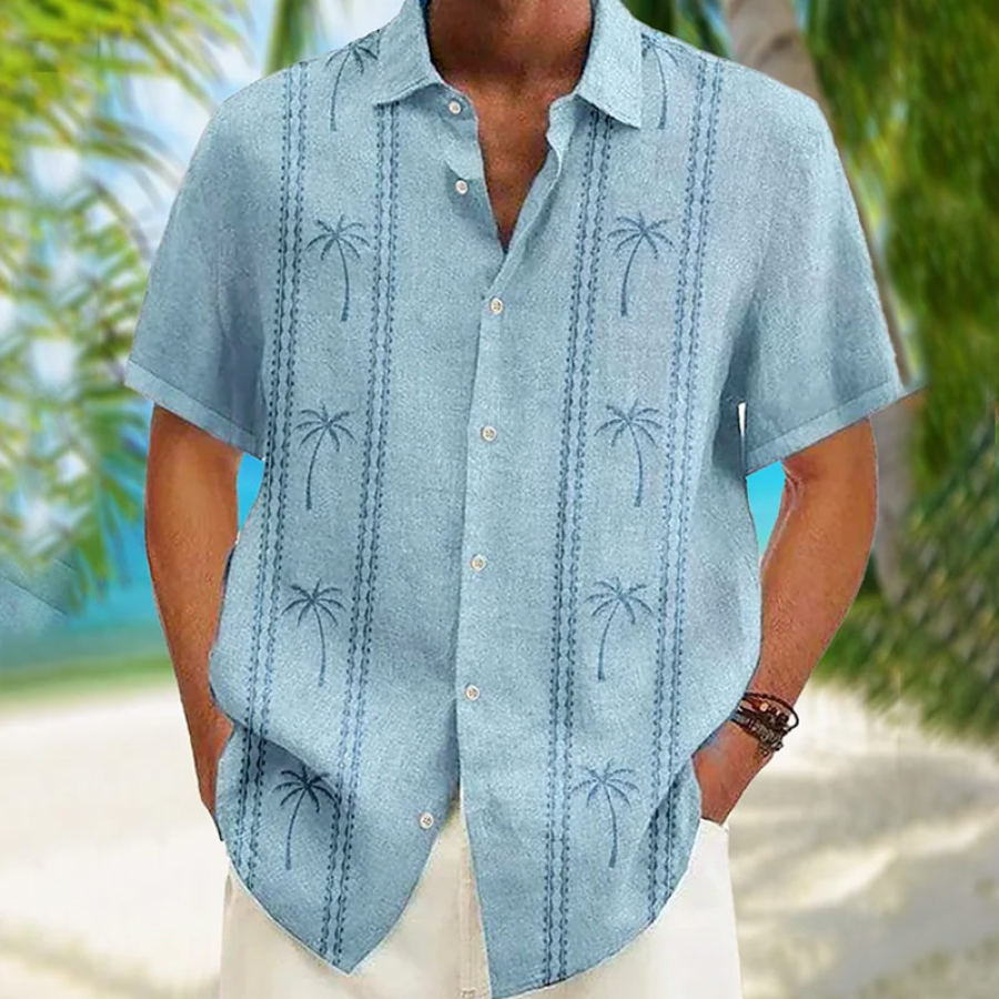 

Men's Vacation Palm Tree Print Hawaiian Short Sleeve Shirt