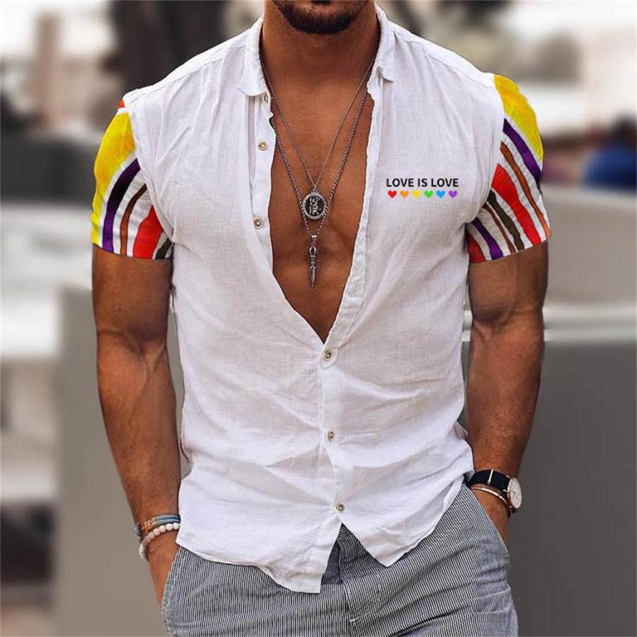 

Men's Love Is Love Rainbow Hawaiian Beach Short Sleeve Shirt