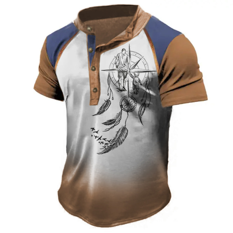 

Men's Vintage Nautical Compass Henley T-Shirt