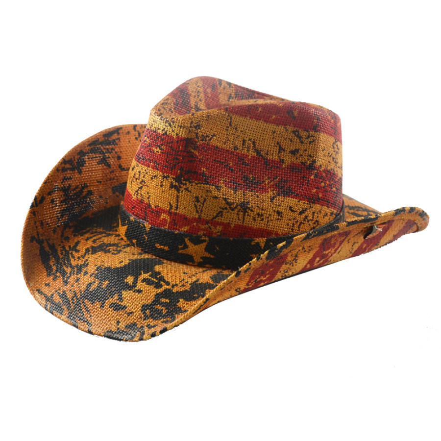 

Men's Vintage American Flag Western Cowboy Hat
