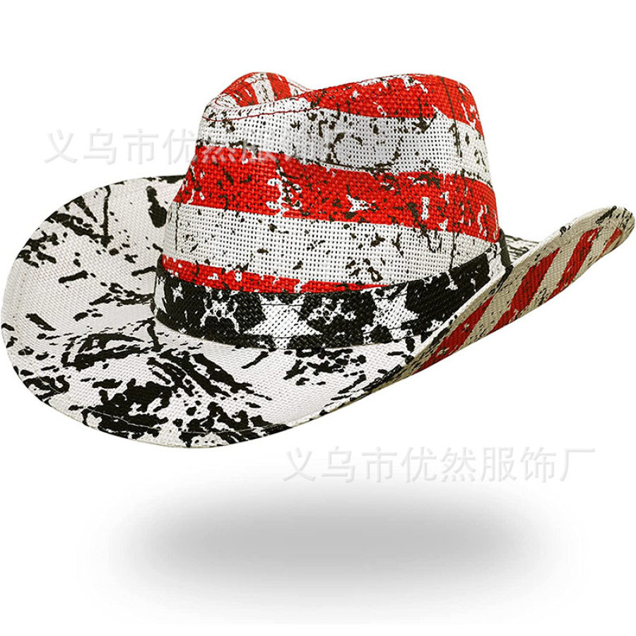 

Men's Vintage American Flag Western Cowboy Hat