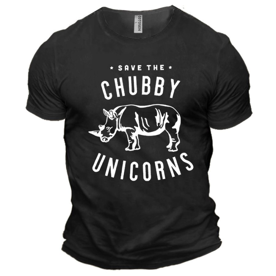

T-shirt Stampata Da Uomo Save The Chubby Unicorns