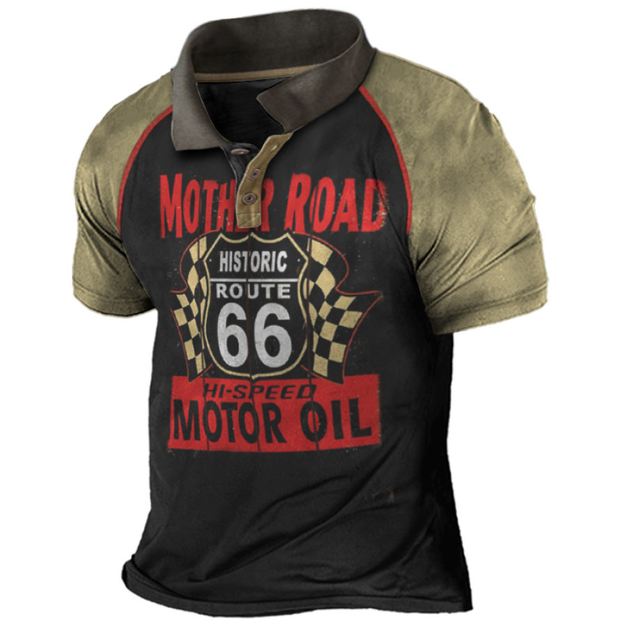 

Men's Vintage Route 66 MOTOR OIL Short Sleeve Polo Shirt