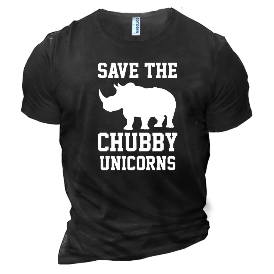 

Save The Chubby Unicorns Men's Cotton Short Sleeve T-Shirt