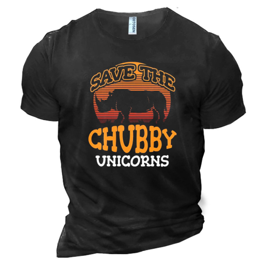 

Men's Save The Chubby Unicorns Print Cotton T-Shirt