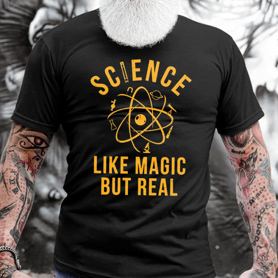 

Science Like Magic But Real Men's Cotton Short Sleeve T-Shirt