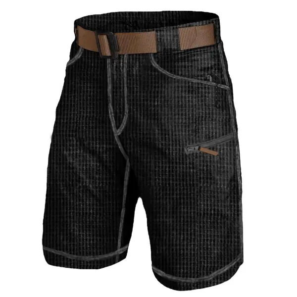 Men's Outdoor Multi Pocket Waffle Knit Tactical Casual Cargo Shorts - Blaroken.com 