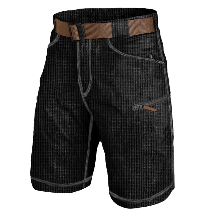 

Short Cargo Décontracté Tactique En Tricot Gaufré Multi-poches Pour Homme