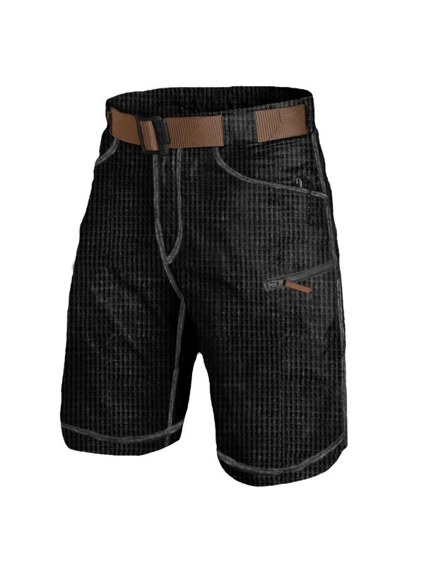 Men's Outdoor Multi Pocket Waffle Knit Tactical Casual Cargo Shorts