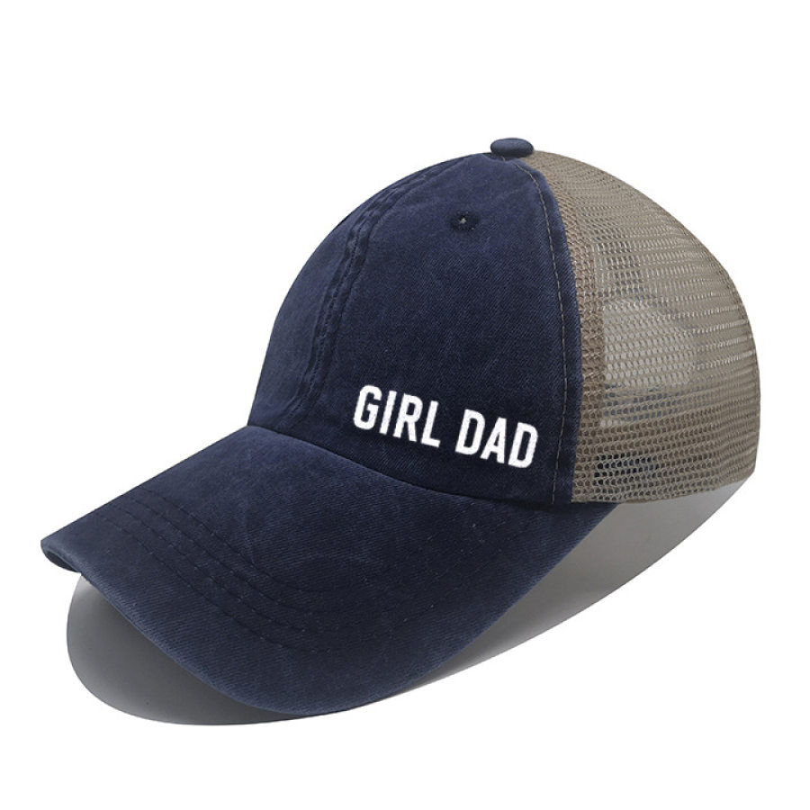 

Vintage Girl Dad Print Washed Cotton Panel Mesh Sun Hat