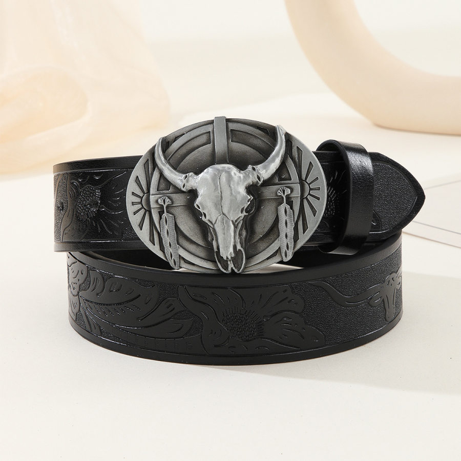 Men's Western Silver Bullhead Belt