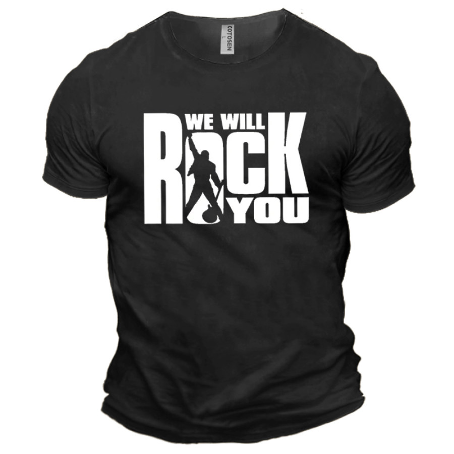 

We Will Rock You Funny Graphic Men's Cotton Short Sleeve T-Shirt