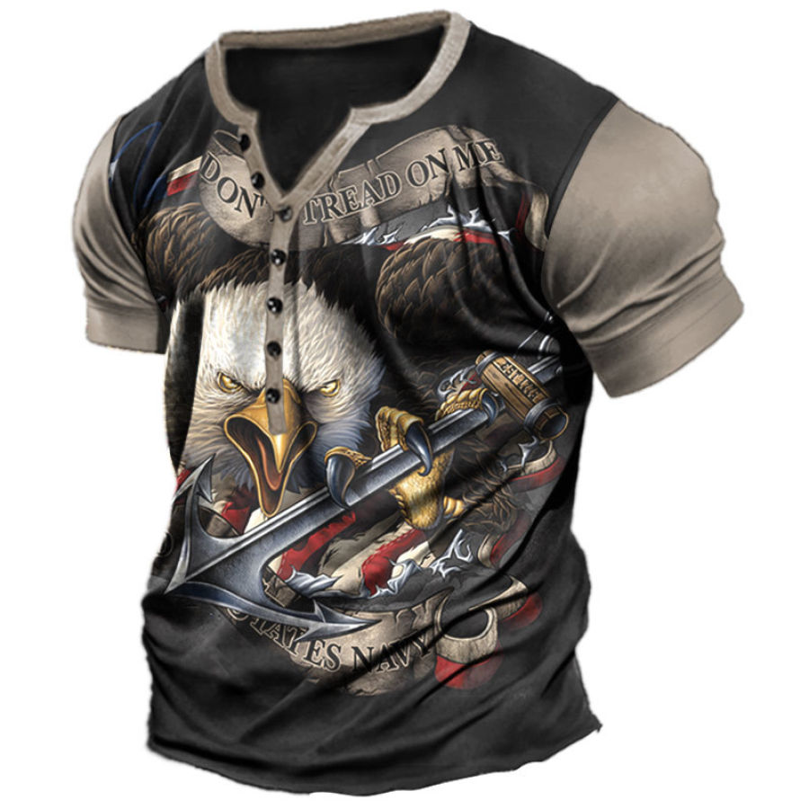 

Men's Nautical Eagle Print Henley T-Shirt