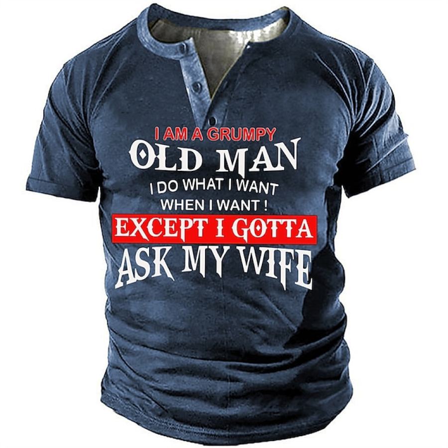 

Men's Vintage Old Man Ask My Wife Henley Short Sleeve T-Shirt