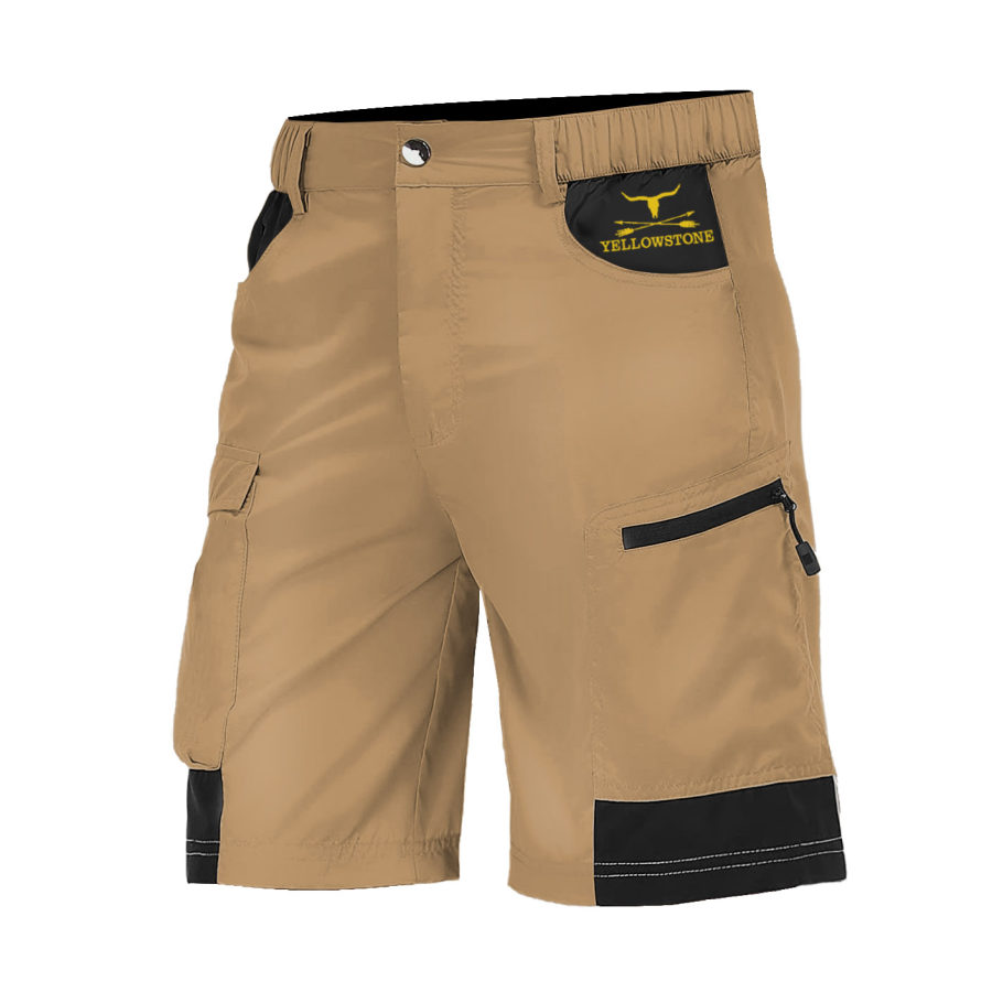 

Men's Outdoor Yellowstone Multi-Pocket Colorblock Tactical Sports Cargo Shorts
