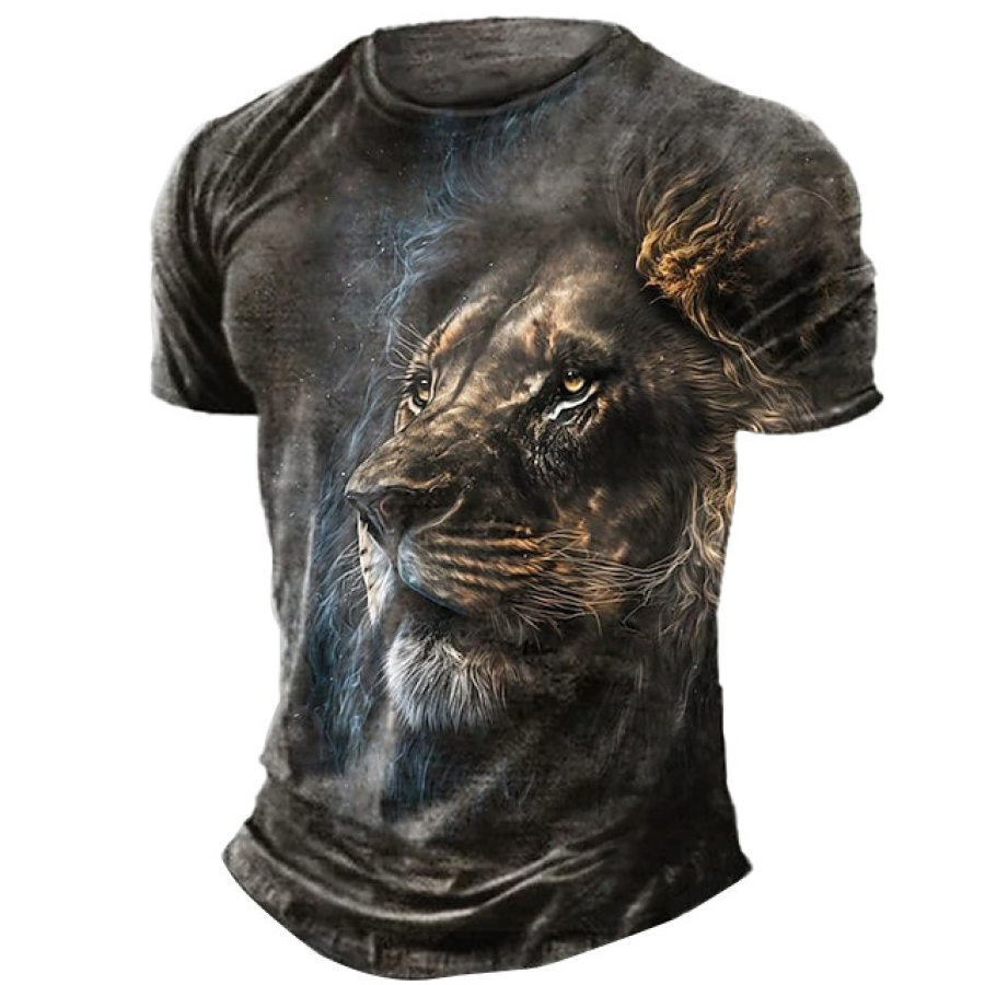

Men's Vintage Lion Print Short Sleeve T-Shirt