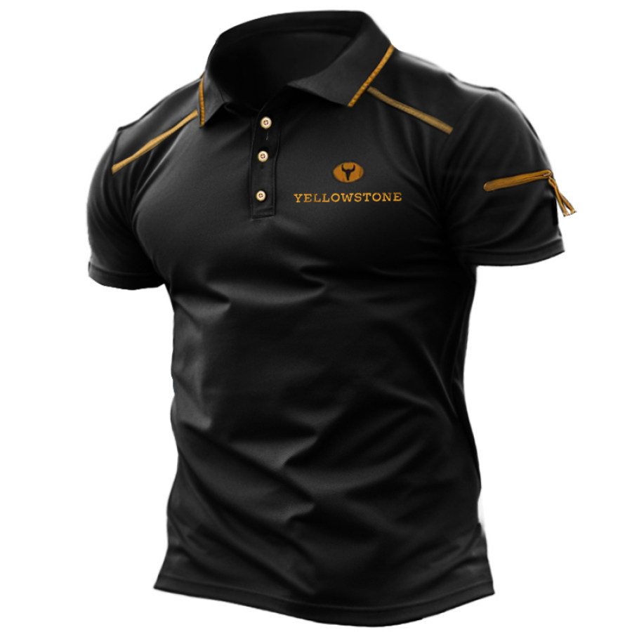 

Vintage Yellowstone Taktisches Poloshirt Mit Reißverschlusstaschen Für Herren