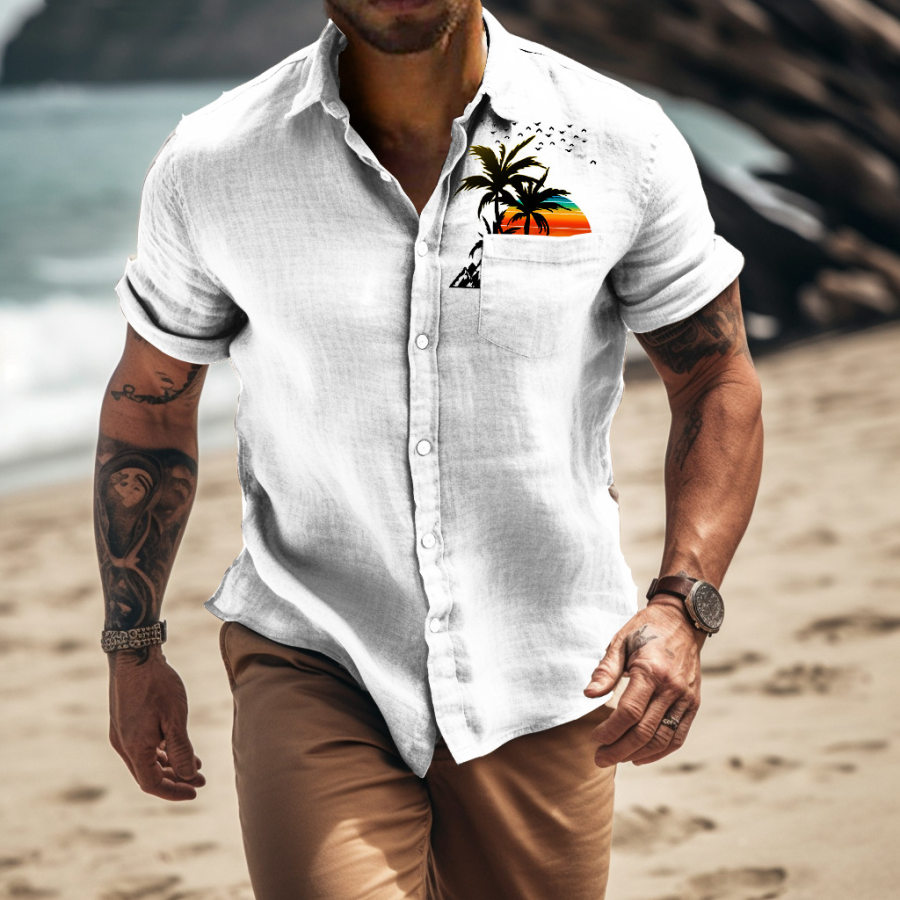 

Camicia Da Vacanza Da Uomo Con Stampa Tascabile Traspirante