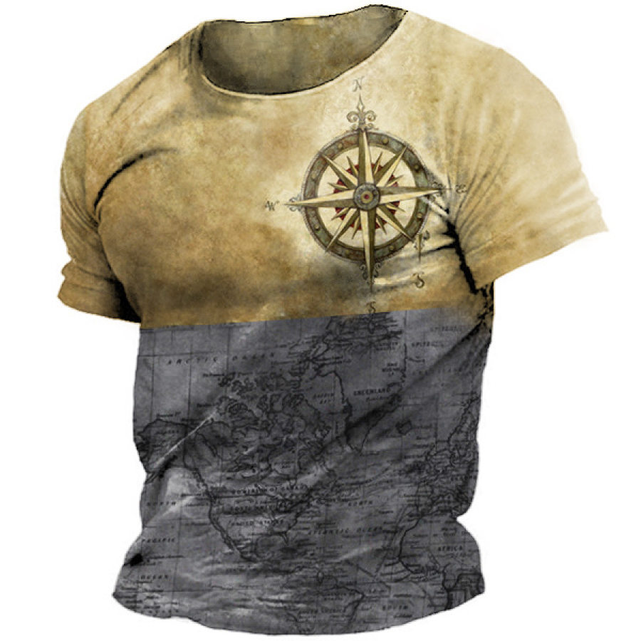 

Men's Vintage Nautical Compass Print T-Shir