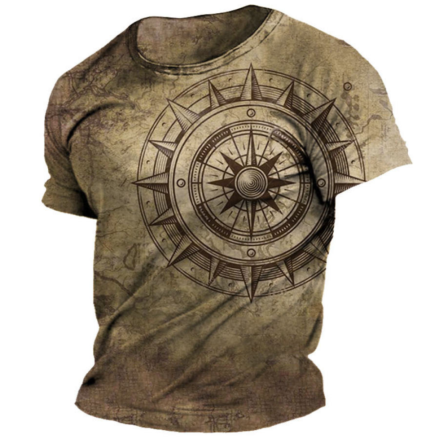 

Men's Vintage Compass Print Short Sleeve T-Shirt