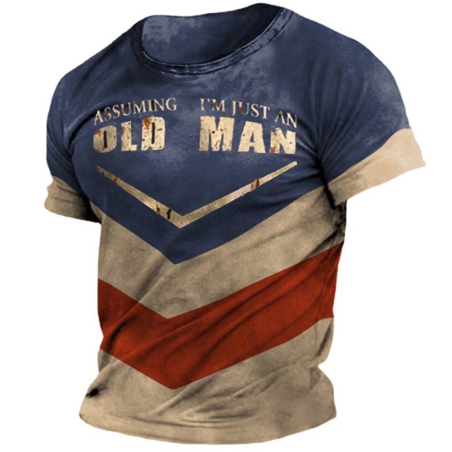 

Men's Vintage OLD MAN Print Short Sleeve T-Shirt