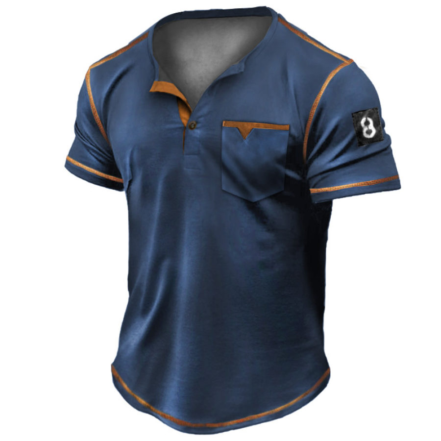 

Men's Outdoor Vintage Tactical Contrast Color Chest Pocket Henley T-Shirt
