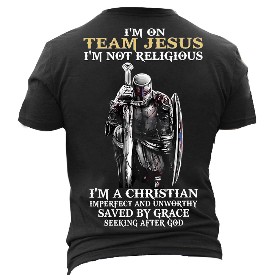 

Men's I Am A Christian Imperfect And Unworthy Saved By Grace Seeking After God Cotton Tee