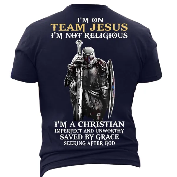 Men's I Am A Christian Imperfect And Unworthy Saved By Grace Seeking After God Cotton Tee - Kalesafe.com 