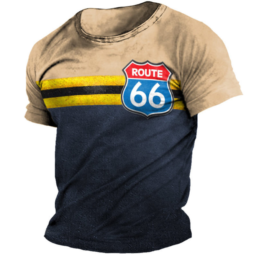 

Men's Vintage Route 66 Print Short Sleeve T-Shirt