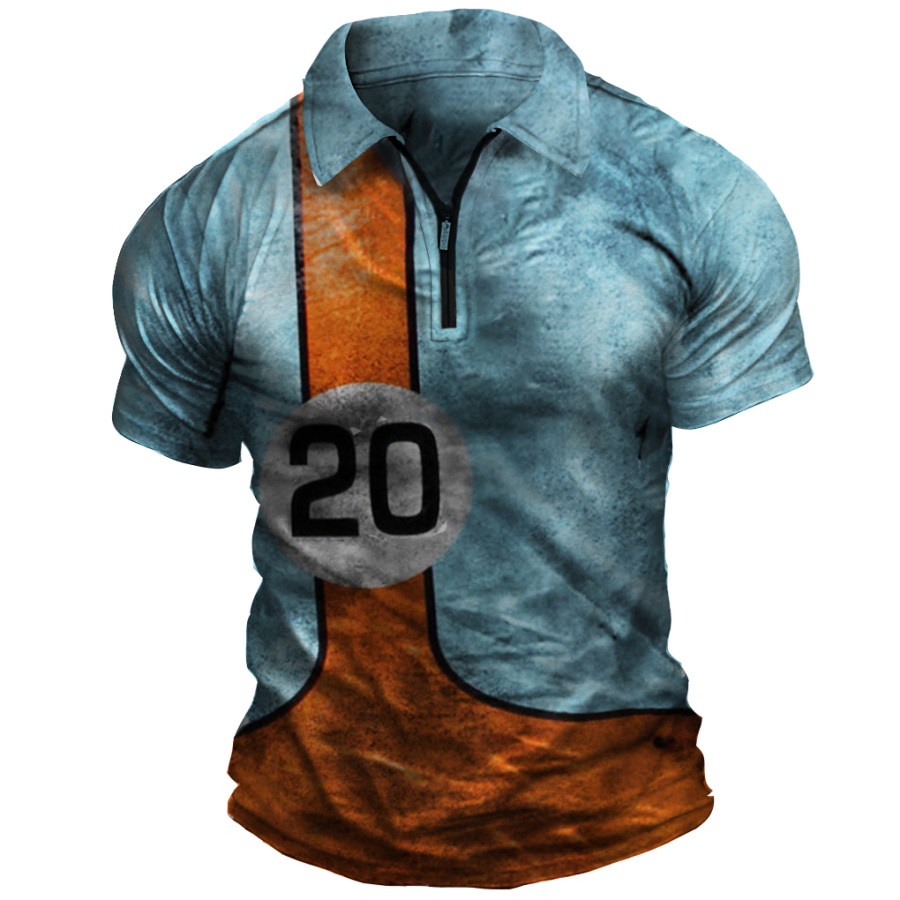 

Men's Outdoor Vintage Racing Print POLO T-Shirt