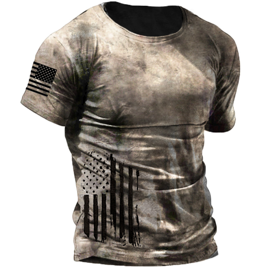 

Men's Outdoor American Short Sleeve Cotton Blend T-Shirt