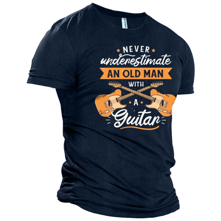 

Не стоит недооценивать старика с гитарой мужская хлопковая забавная футболка