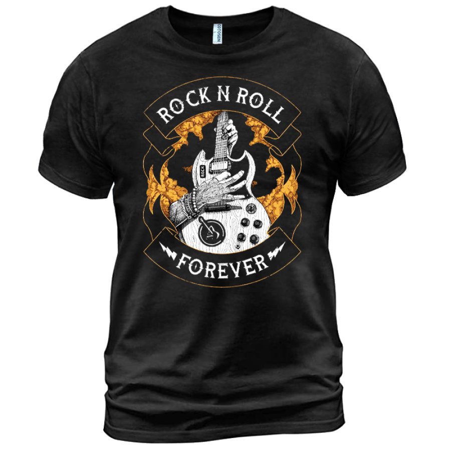 

T-shirt Divertente Da Uomo In Cotone Rock Roll Forever