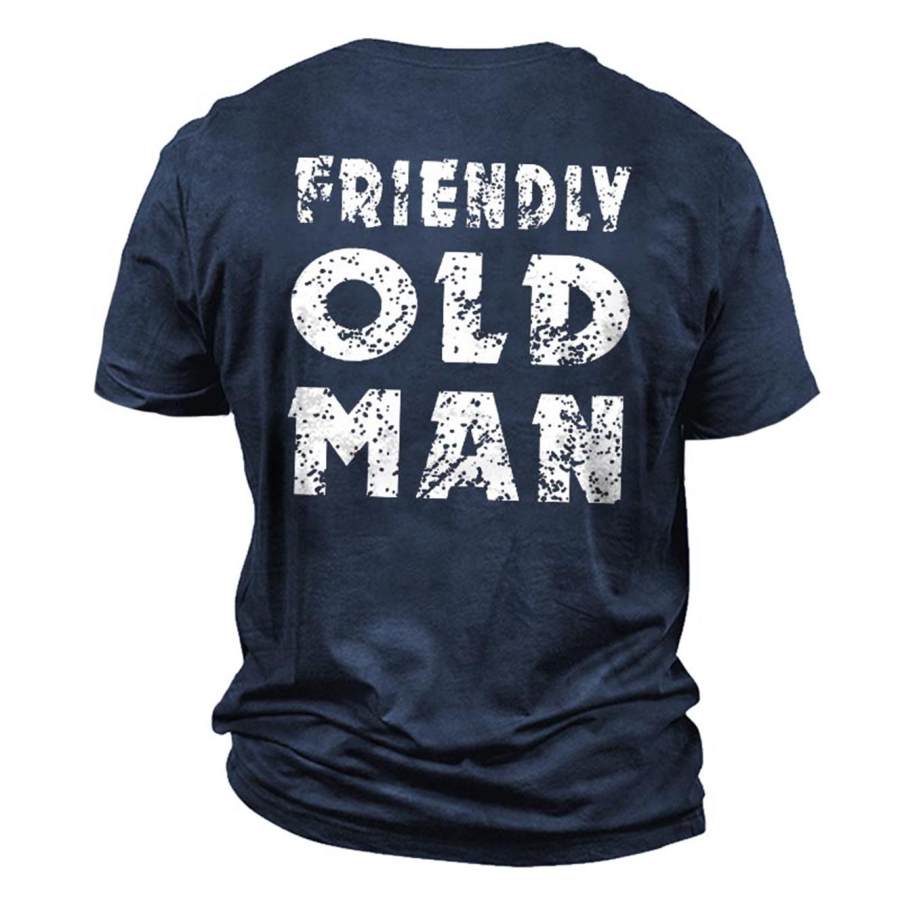 

Camiseta De Manga Corta En Algodón Con Estampado De Anciano Vintage Para Hombre