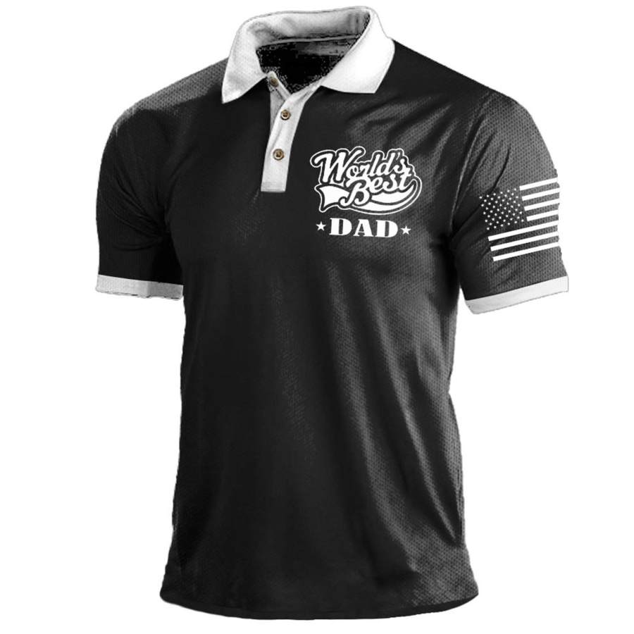 

Men's Vintage World's Best Dad Print Polo Short Sleeve T-Shirt