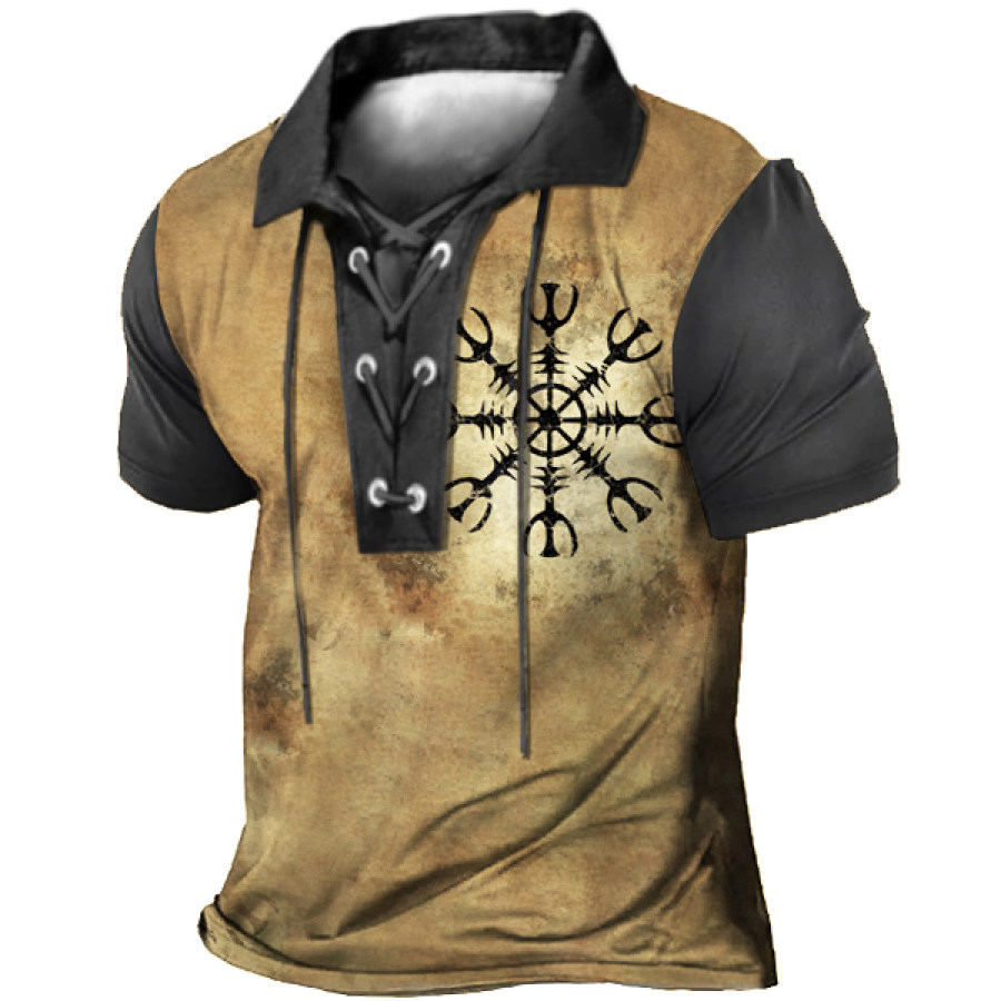 

Helm Of Awe Men Lace Up Polo Shirt