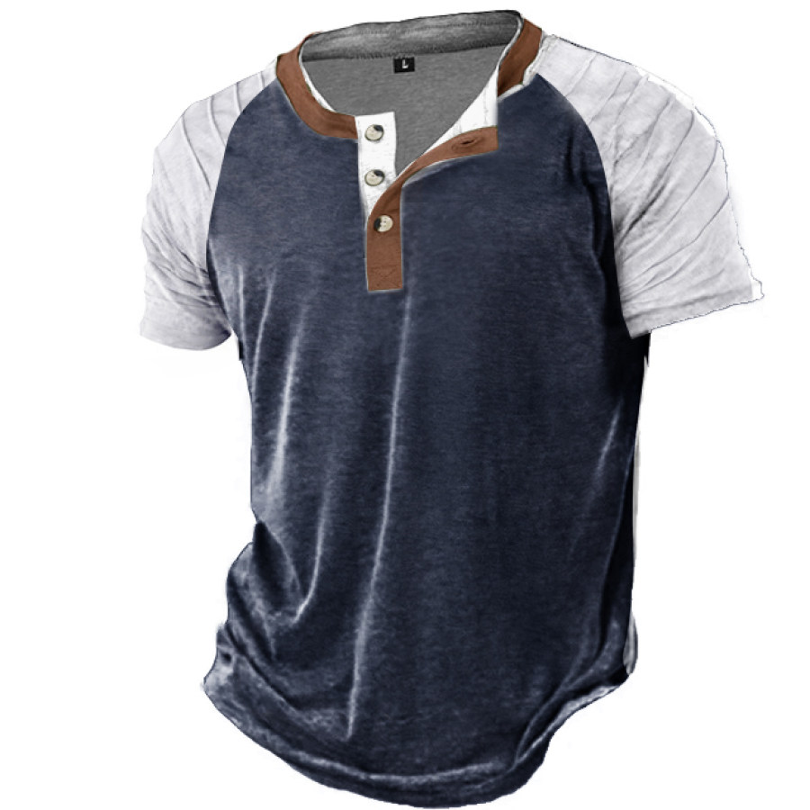 

Camiseta Plisada Con Mangas Raglán Y Cuello Henley Para Exteriores Para Hombre