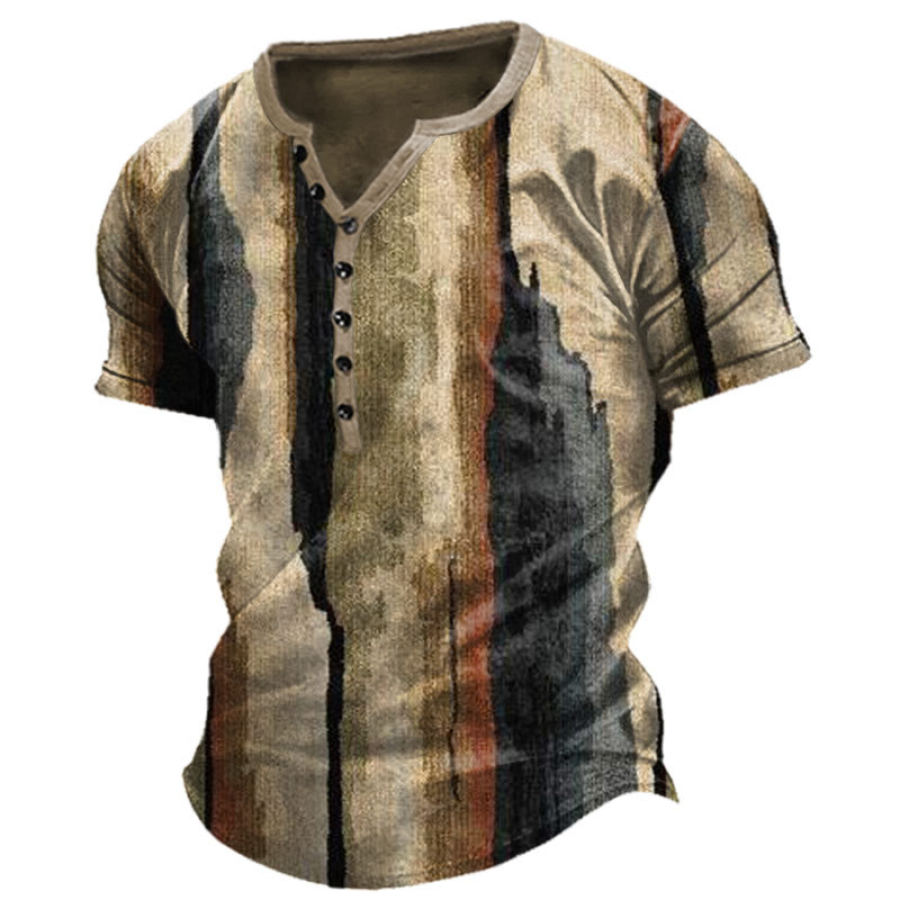 

Men's Artistic Ink Print Henry T-Shirt