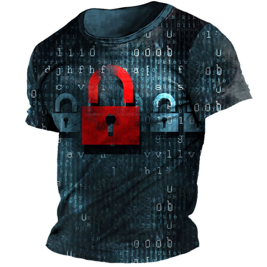

Men's Vintage Safety Lock Print Short Sleeve T-Shirt