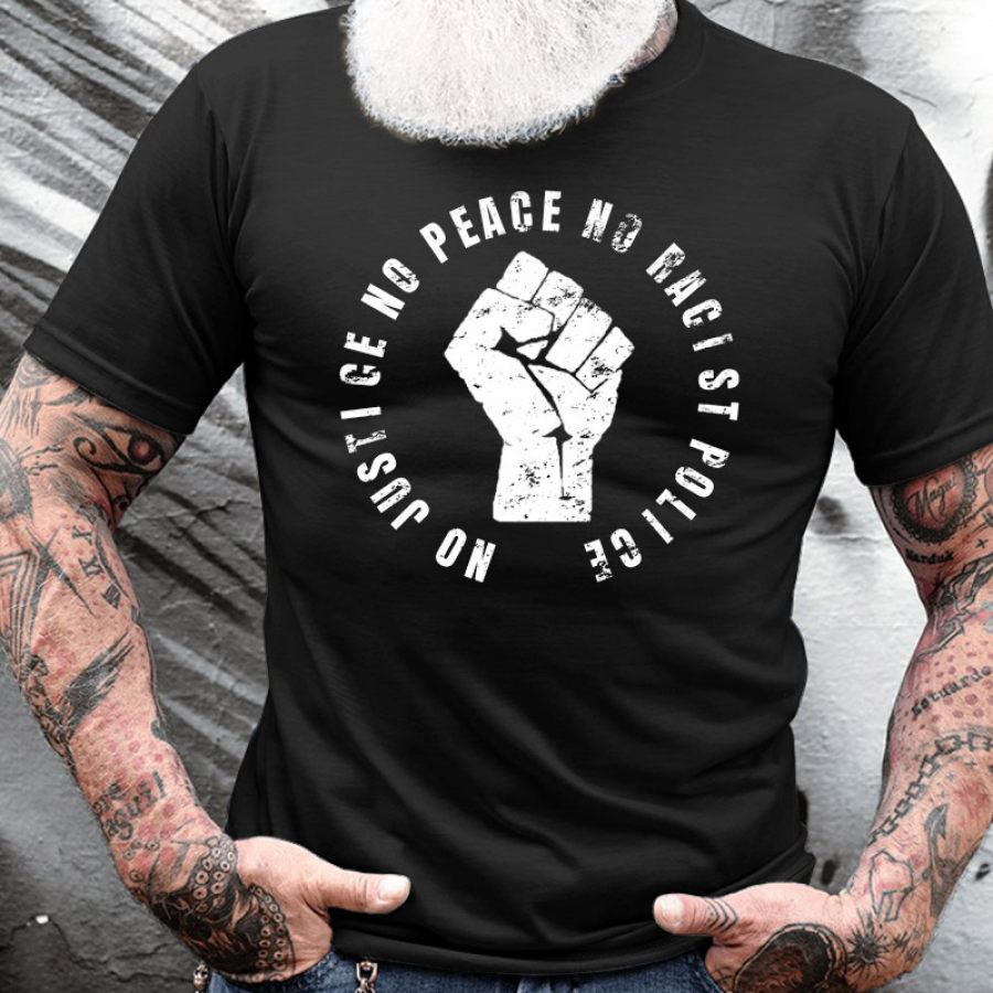 

No Justice No Peace Men's Cotton Short Sleeve T-Shirt