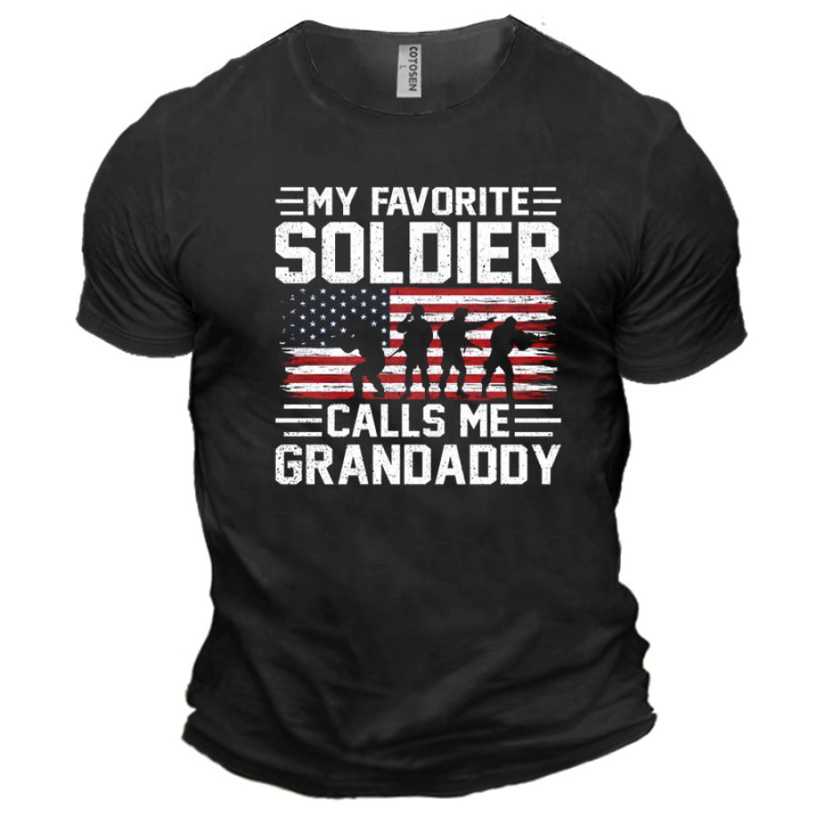 

Usa Flag Soldier Grandaddy Men's Cotton Short Sleeve T-Shirt