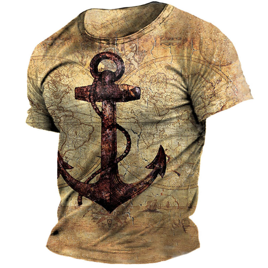 

Men's Vintage Anchor Print Short Sleeve T-Shirt